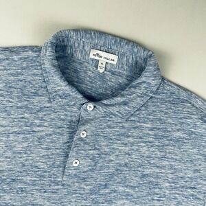 Peter Millar Polo Shirt Mens XL Light Blue  Heatherd Casual Golf Dressy Comfort